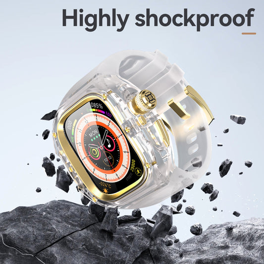This rugged crystal case is specially designed for Apple Watch Ultra 2 (49mm, 2023). Crafted from premium aviation-grade aluminum alloy 6603, high-strength polycarbonate, 316 stainless steel, and 304 stainless steel, it delivers exceptional durability while remaining lightweight and glossy.