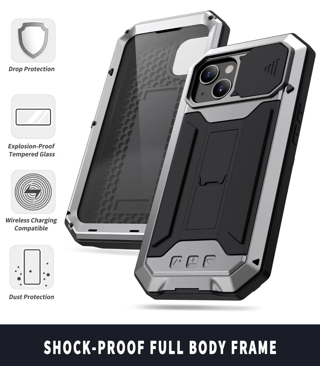 Apple iPhone 13 Case Metal Lens Protection 3-Defenses V2.0