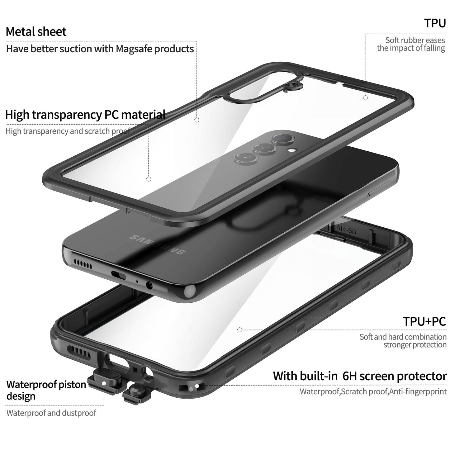 Samsung Galaxy A14 Case Waterproof Burst Slim Full Protection