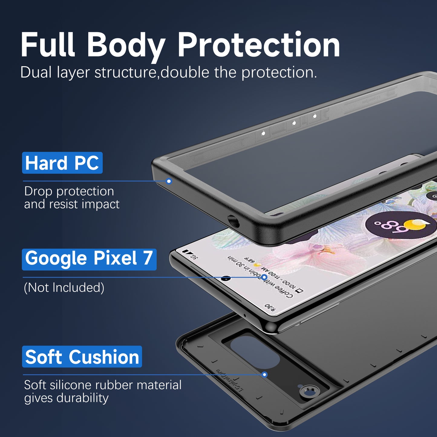 Google Pixel 7 Case Waterproof Twill Crystal Full Protection