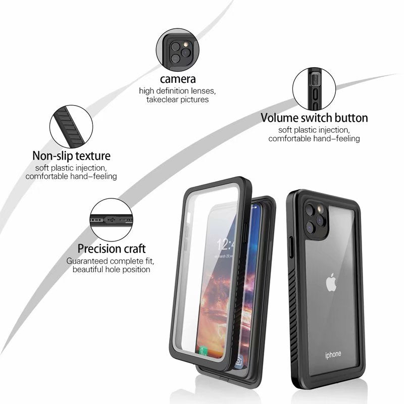 Apple iPhone 11 Pro Max Case Waterproof Twill Crystal Full Protection