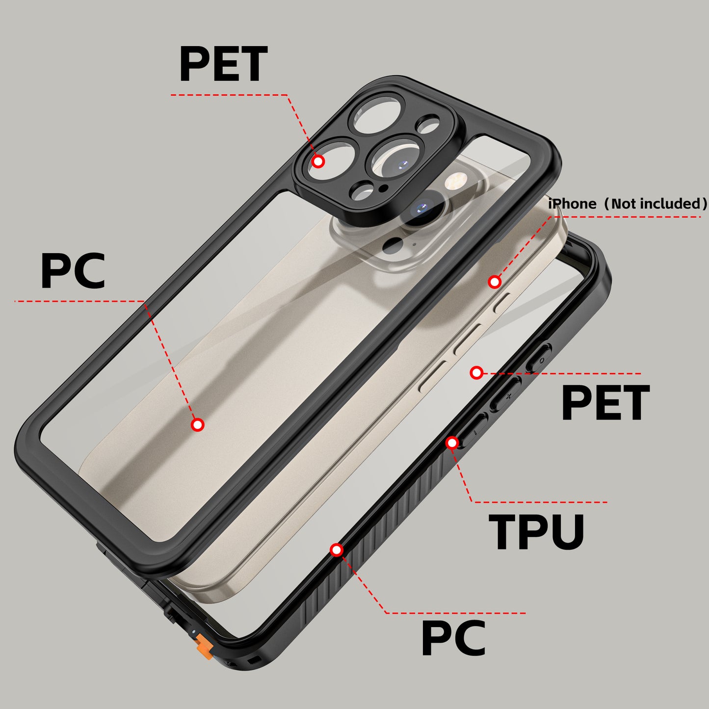 Apple iPhone 16 Pro Max Case Waterproof Twill Crystal Full Protection