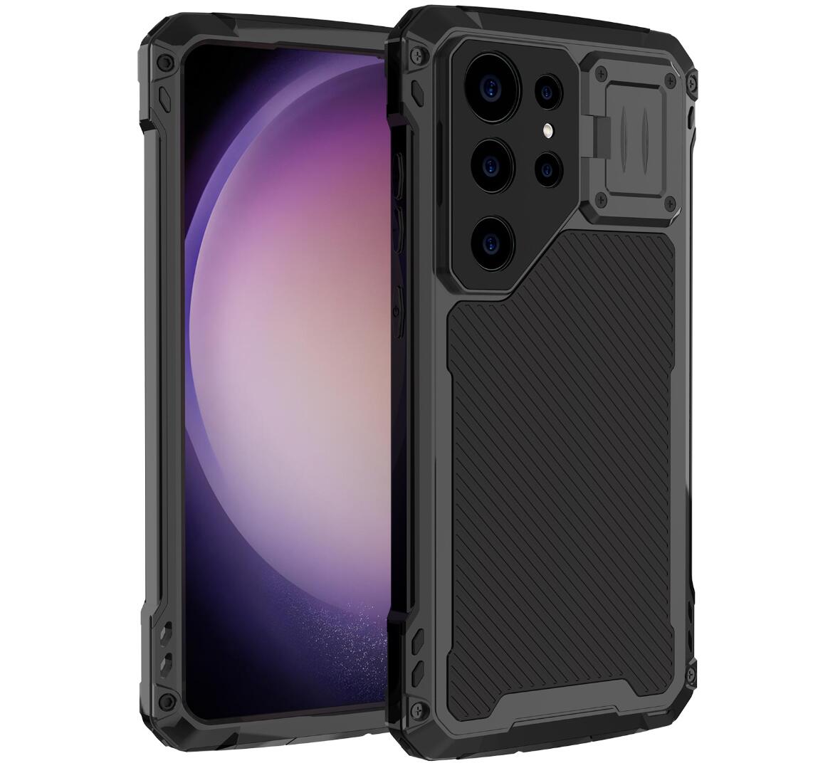 Samsung Galaxy S23 Ultra Case Metal Shield Triple Lens Kickstand