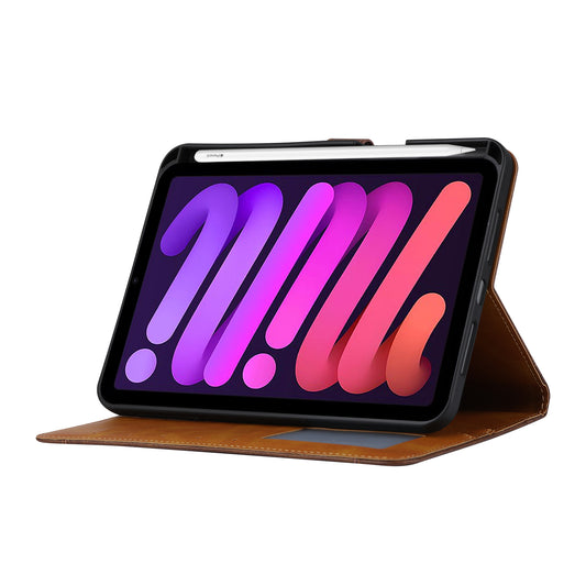 Elevate your iPad Mini 6 (8.3-inch, 2021) with our handcrafted leather folio case. Designed for the modern professional, it combines vintage aesthetics with rugged functionality. Shock resistant, leather wallet with 5 card slots, 2 note slots,1 big pocket, magnetic closure and built-in pencil slot