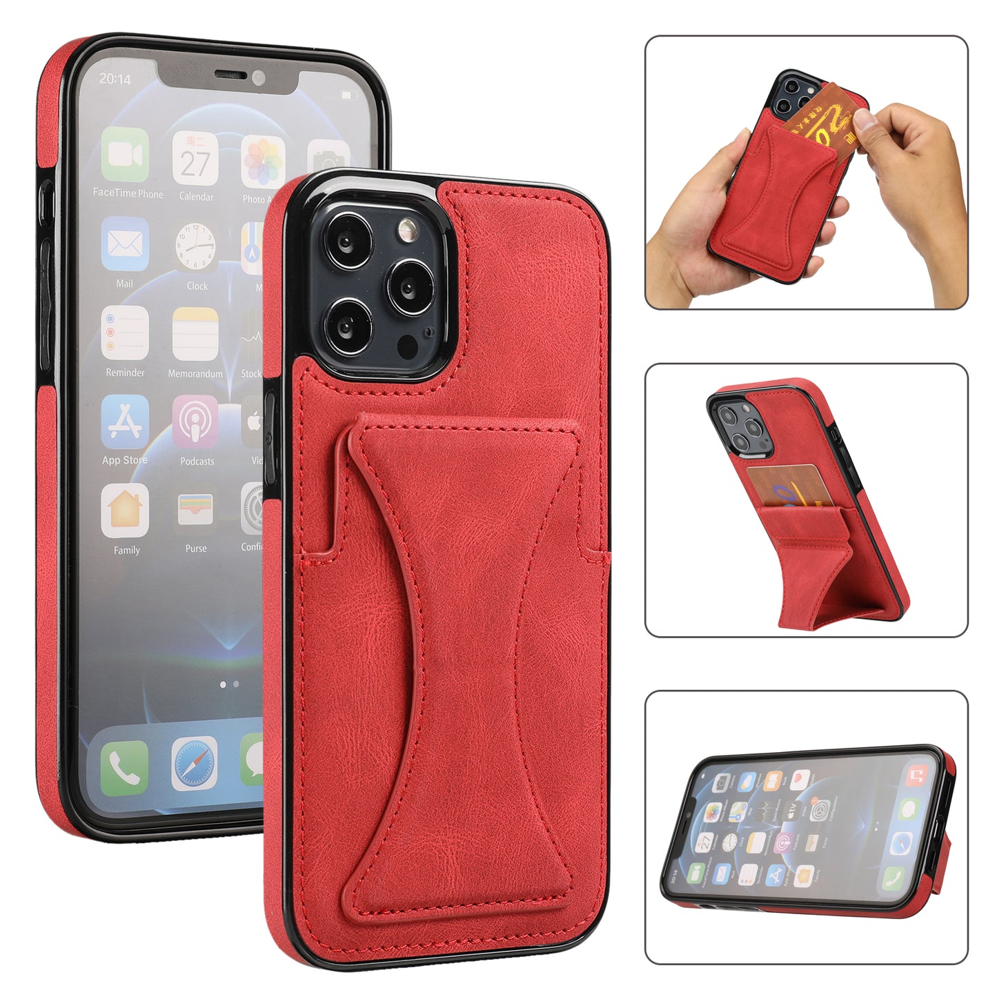Apple iPhone 12 Pro Max Leather Cover Dream Clip Stand with Card Holder Fashion