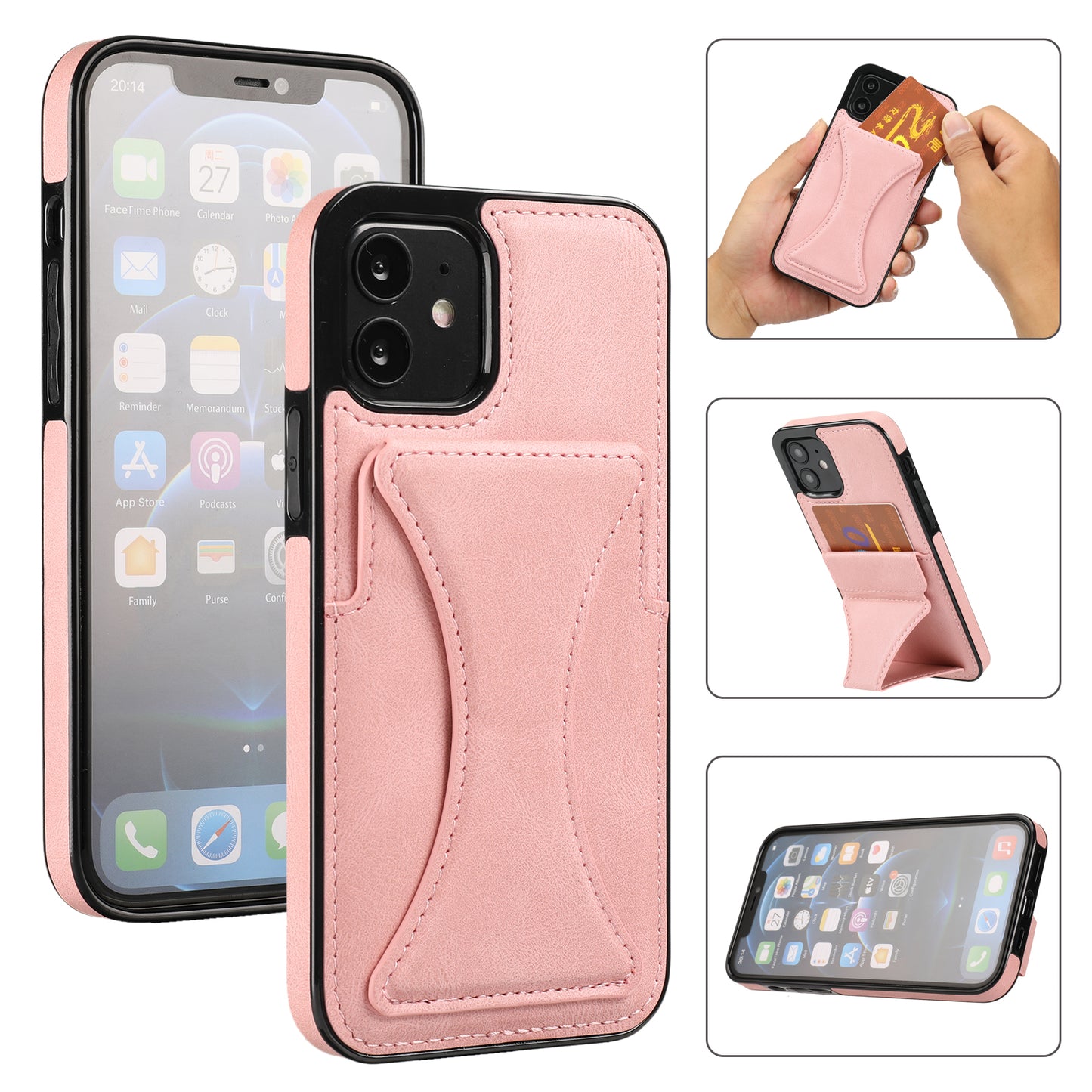Apple iPhone 12 Pro Leather Cover Dream Clip Stand with Card Holder Fashion