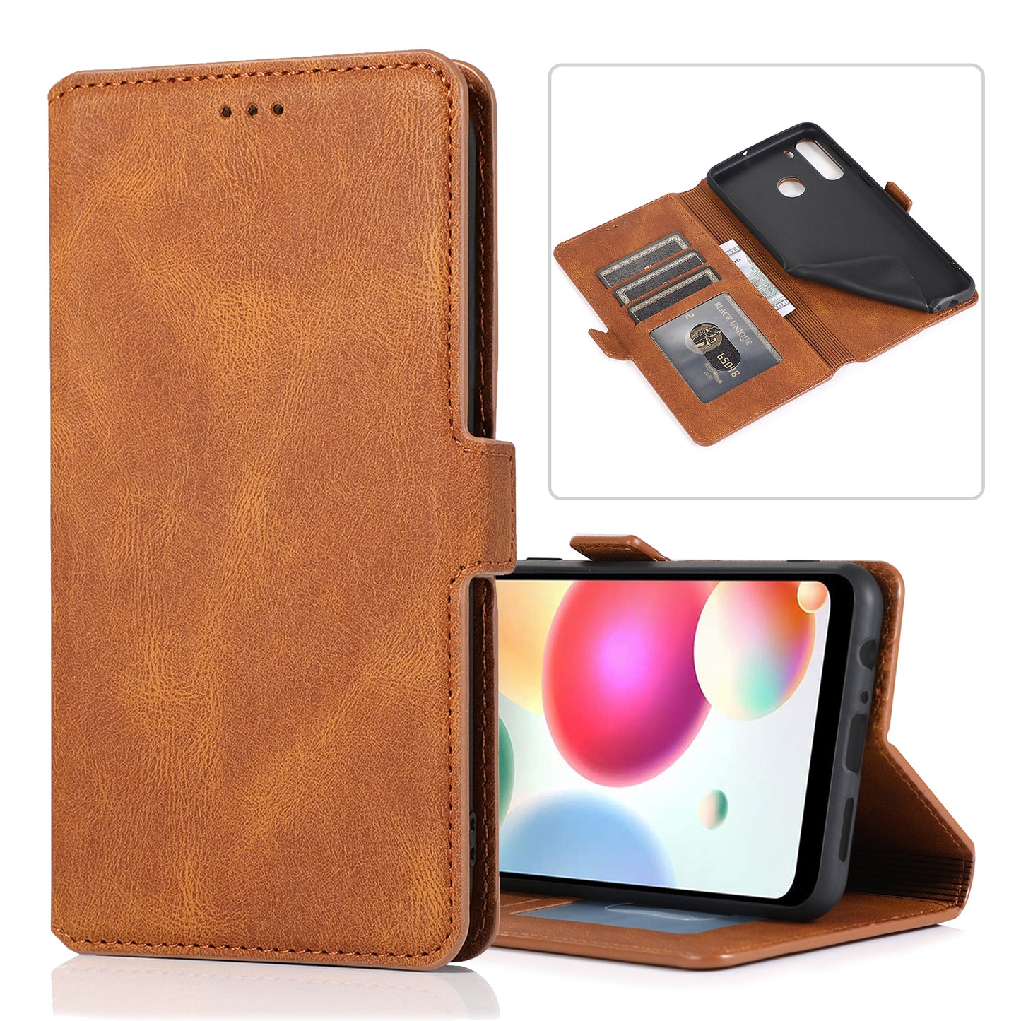 Samsung Galaxy A21 Leather Case Short Buckle Wallet Stand Exquisite Retro Slim