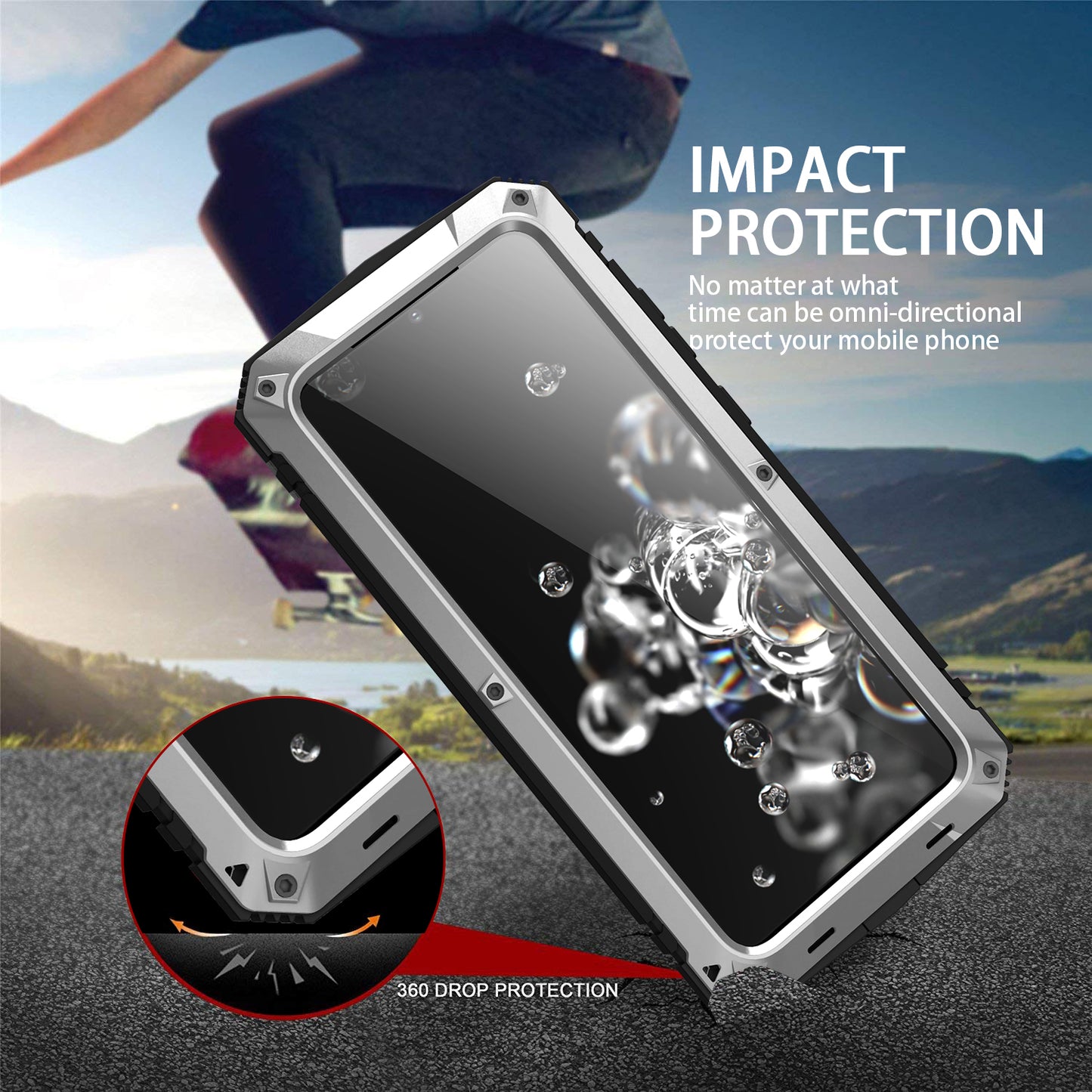 Samsung Galaxy S20+ Cover Metal Heavy Duty Stand Strap Outdoor Sports Full Protection