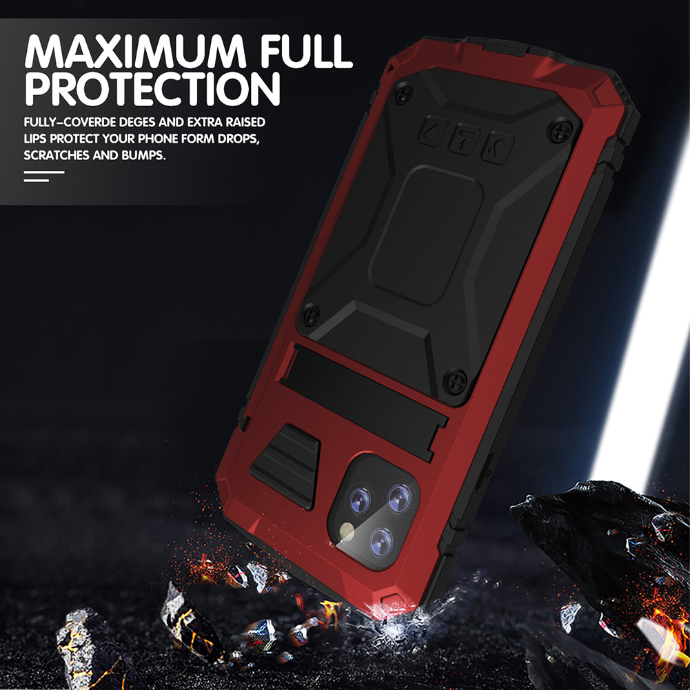 Apple iPhone 11 Pro Max Cover Metal Heavy Duty Stand Strap Outdoor Sports Full Protection