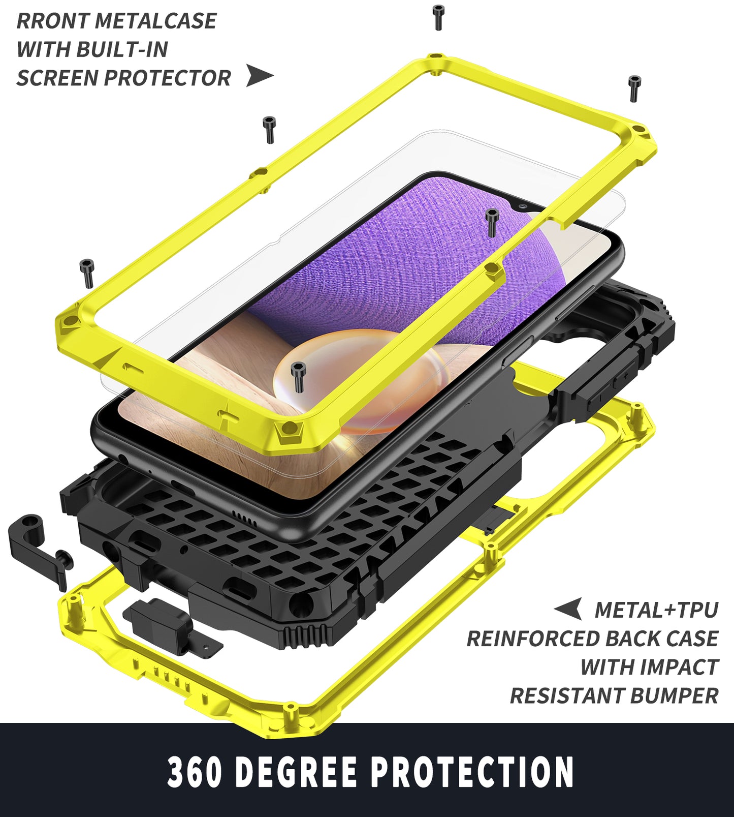 Samsung Galaxy M32 Cover Metal Heavy Duty Stand Strap Outdoor Sports Full Protection