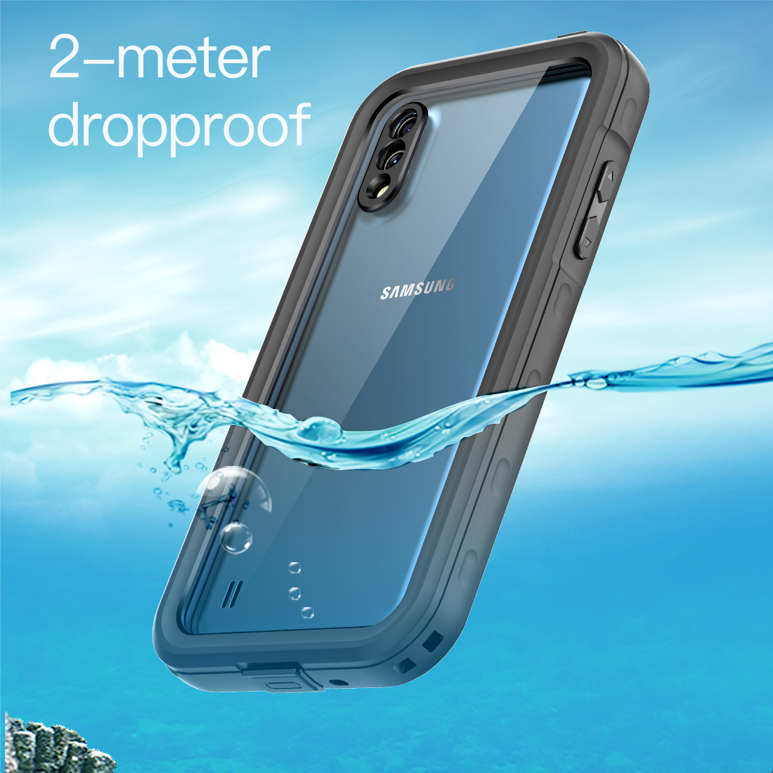 Samsung Galaxy A01 Case Waterproof IP68 Clear Full Protection Built-in Screen Protector