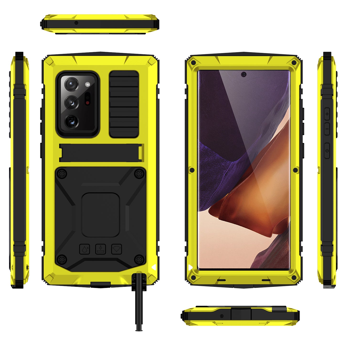 Samsung Galaxy Note20 Ultra Cover Metal Heavy Duty Stand Strap Outdoor Sports Full Protection