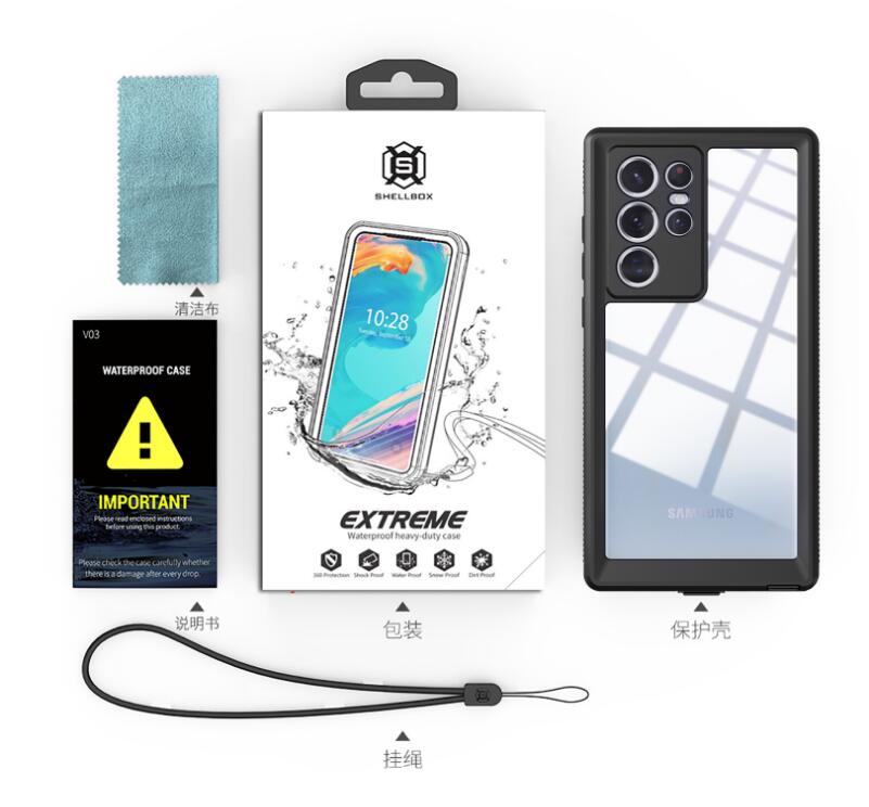 Samsung Galaxy S22 Ultra Case Waterproof IP68 Clear Full Protection Built-in Screen Protector