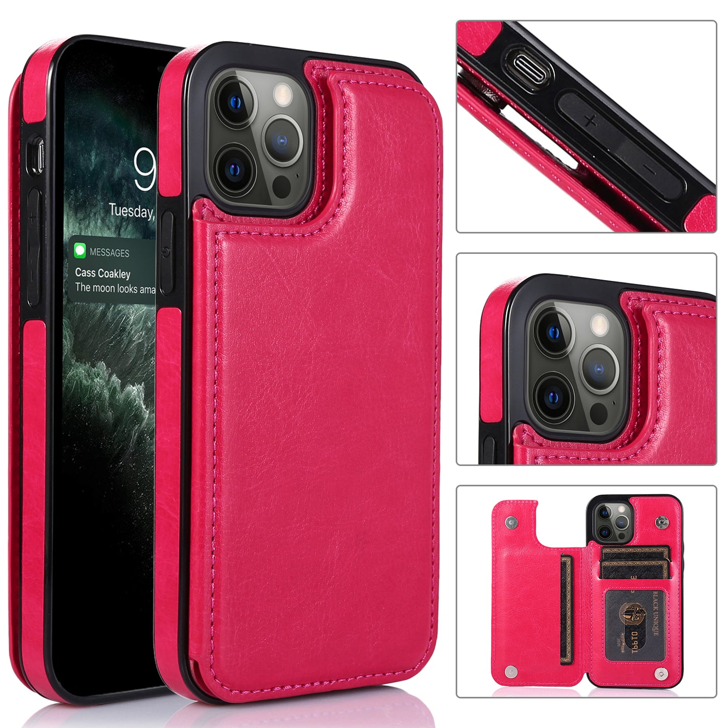 Apple iPhone 12 Pro Leather Cover Double Buckles Shock Resistant Multiple Card Slots Magnetic Fold Pocket