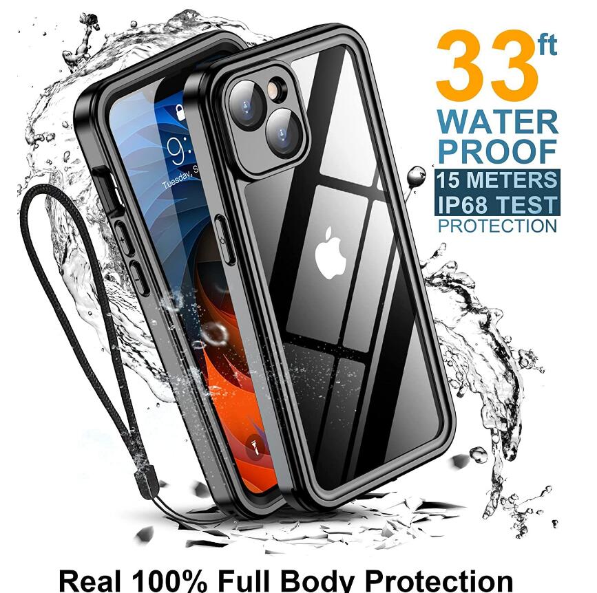 Apple iPhone 14 Plus Case Waterproof IP68 Clear Full Protection Built-in Screen Protector