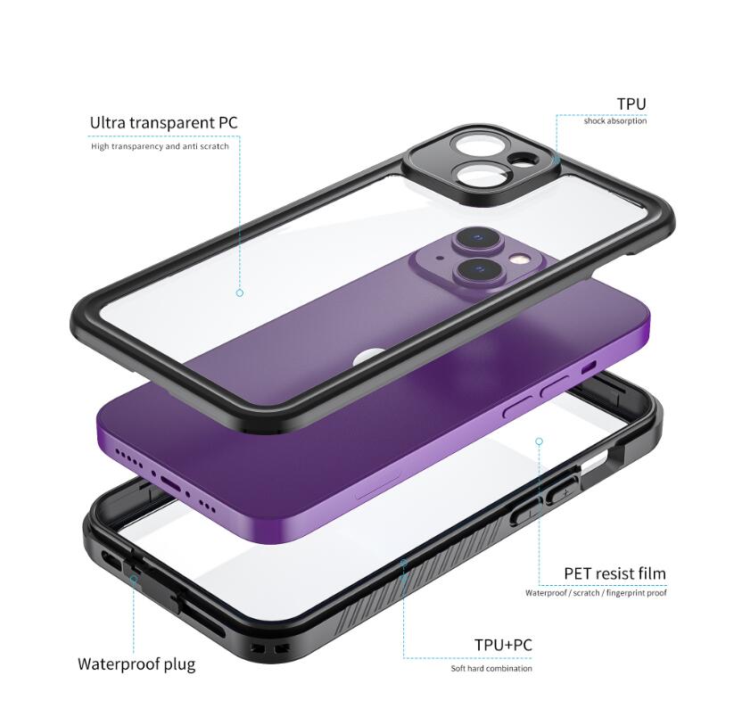 Apple iPhone 14 Case Waterproof 4 in 1 Clear IP68 Certification Full Protection