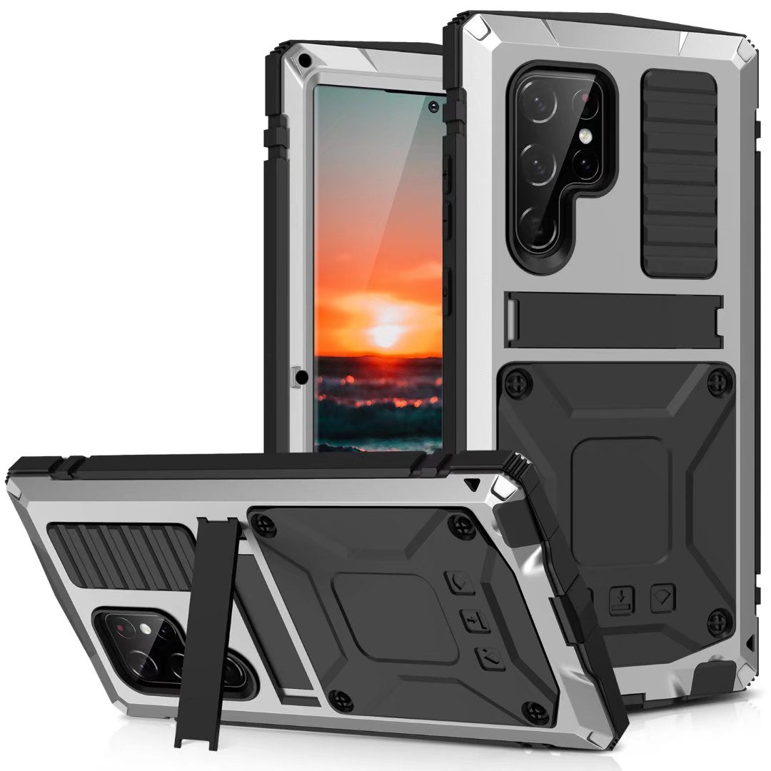 Samsung Galaxy S22 Ultra Cover Metal Heavy Duty Stand Strap Outdoor Sports Full Protection