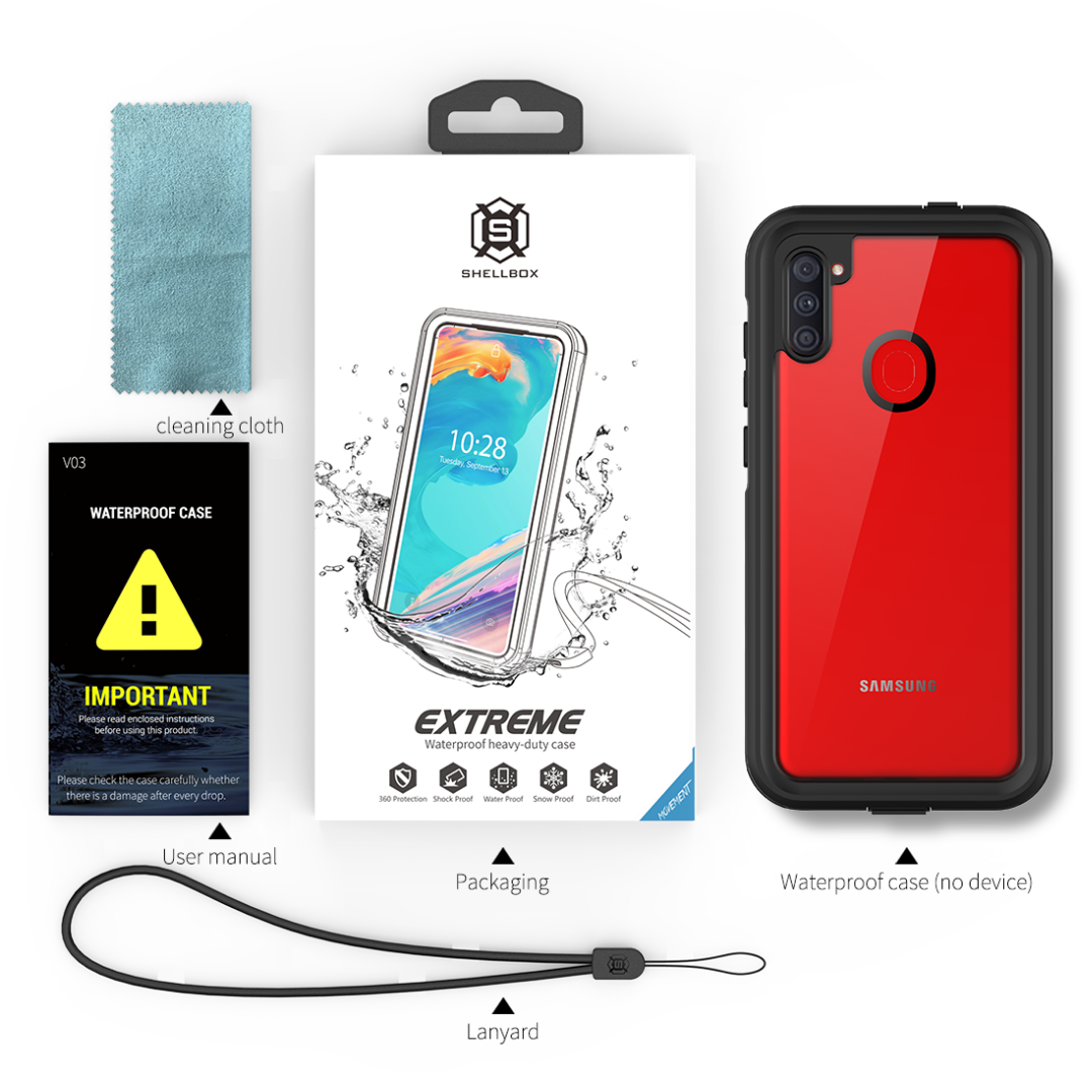 Samsung Galaxy A11 Case Waterproof IP68 Clear Full Protection Built-in Screen Protector