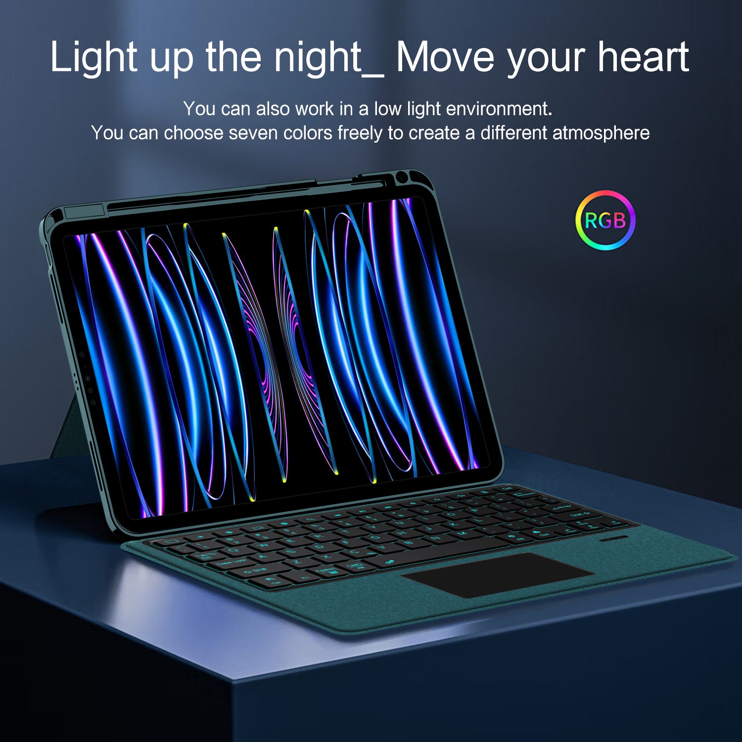 Intelligent Touch Stand iPad Pro 11 2021 Magic Keyboard Case Light Up the Night
