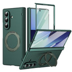 Ultramarinelife Matte Galaxy Z Fold8 Magnetic Ring Stand Case Anti-Fingerprint Green Color