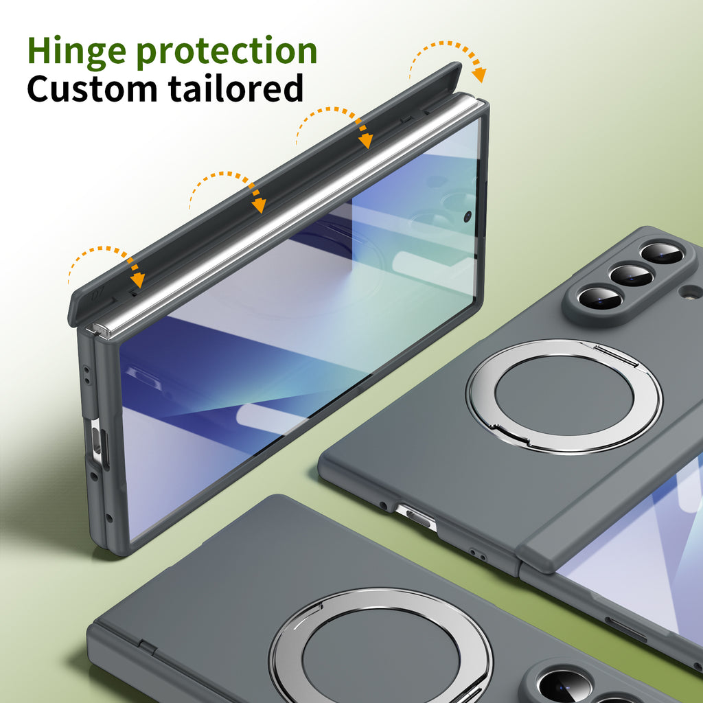 Ultramarinelife Matte Galaxy Z Fold8 Magnetic Ring Stand Case Anti-Fingerprint Hinge Protection