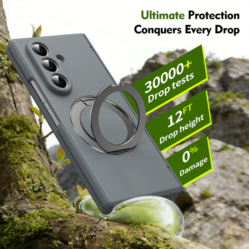 Ultramarinelife Matte Galaxy Z Fold8 Magnetic Ring Stand Case Anti-Fingerprint with Drop Tested
