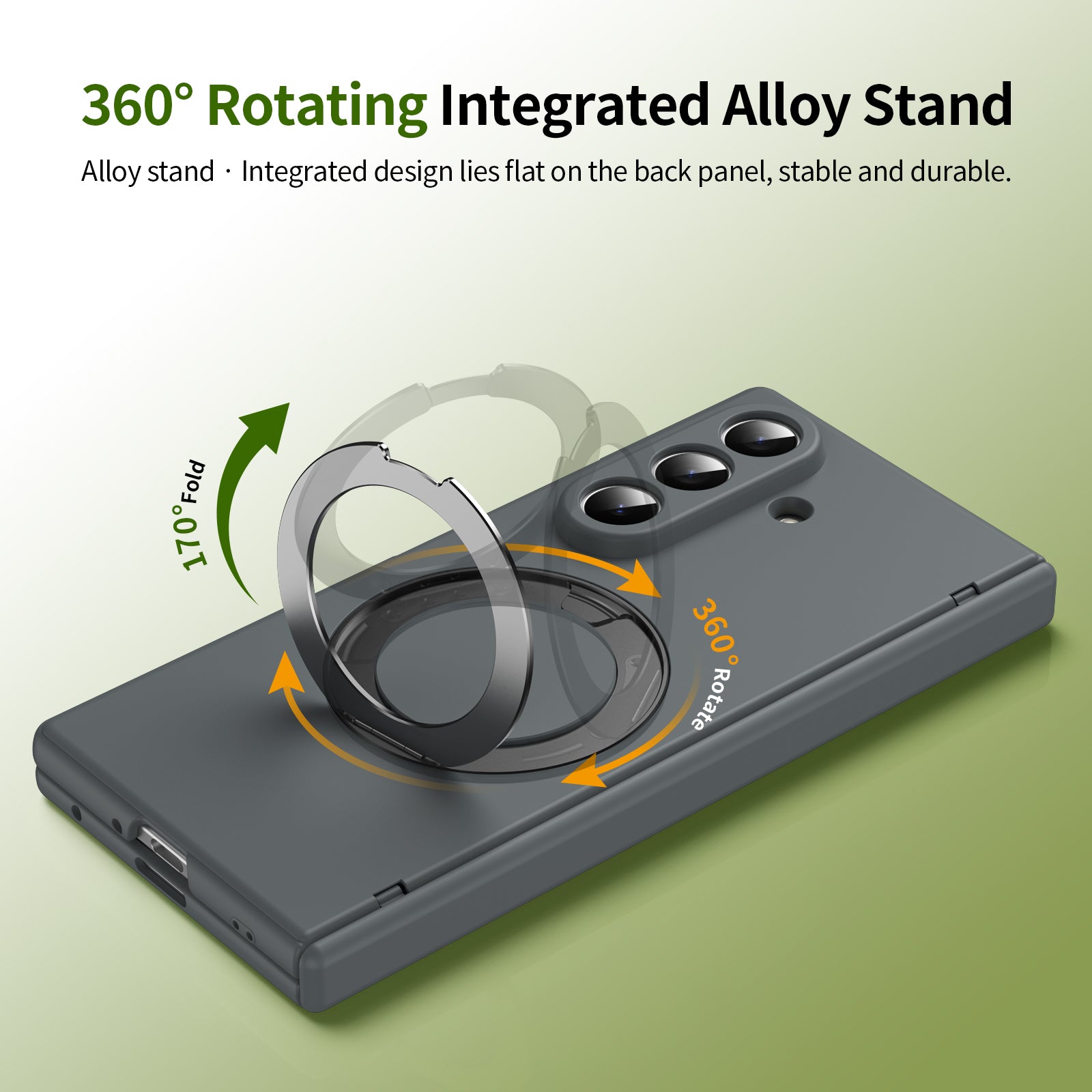 Ultramarinelife Matte Galaxy Z Fold8 Magnetic Ring Stand Case Anti-Fingerprint Rotating with Alloy