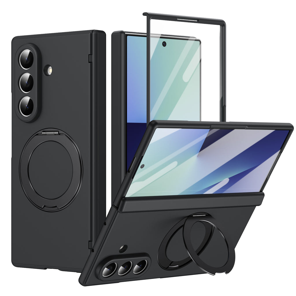 Ultramarinelife Matte Galaxy Z Fold8 Magnetic Ring Stand Case Anti-Fingerprint Black Color