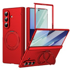 Ultramarinelife Matte Galaxy Z Fold8 Magnetic Ring Stand Case Anti-Fingerprint Red Color