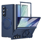 Ultramarinelife Matte Galaxy Z Fold8 Magnetic Ring Stand Case Anti-Fingerprint Blue Color