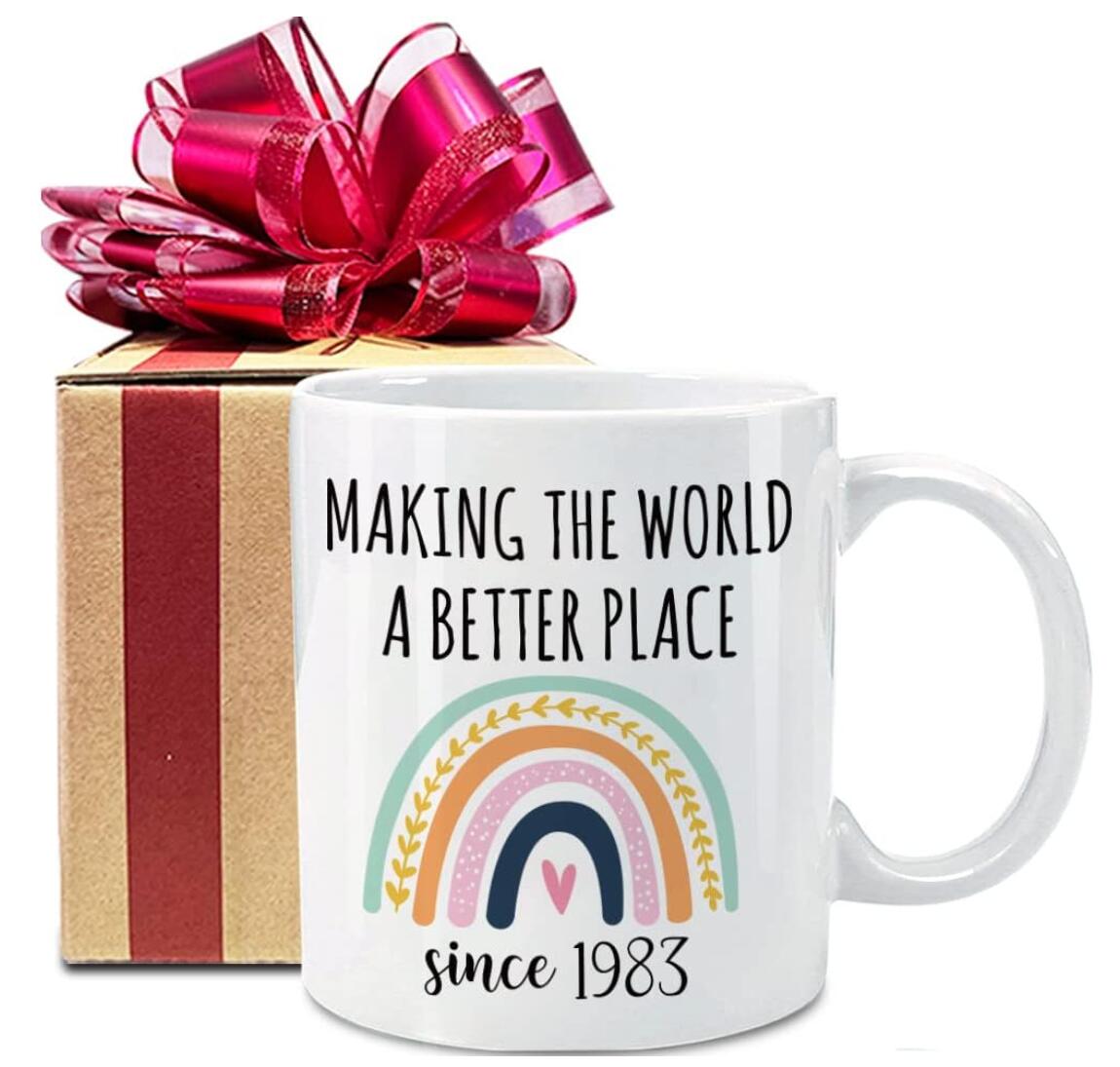 Making The World A Better Place Since 1983 Coffee Mugs Rainbow 40th Birthday Gift Cup