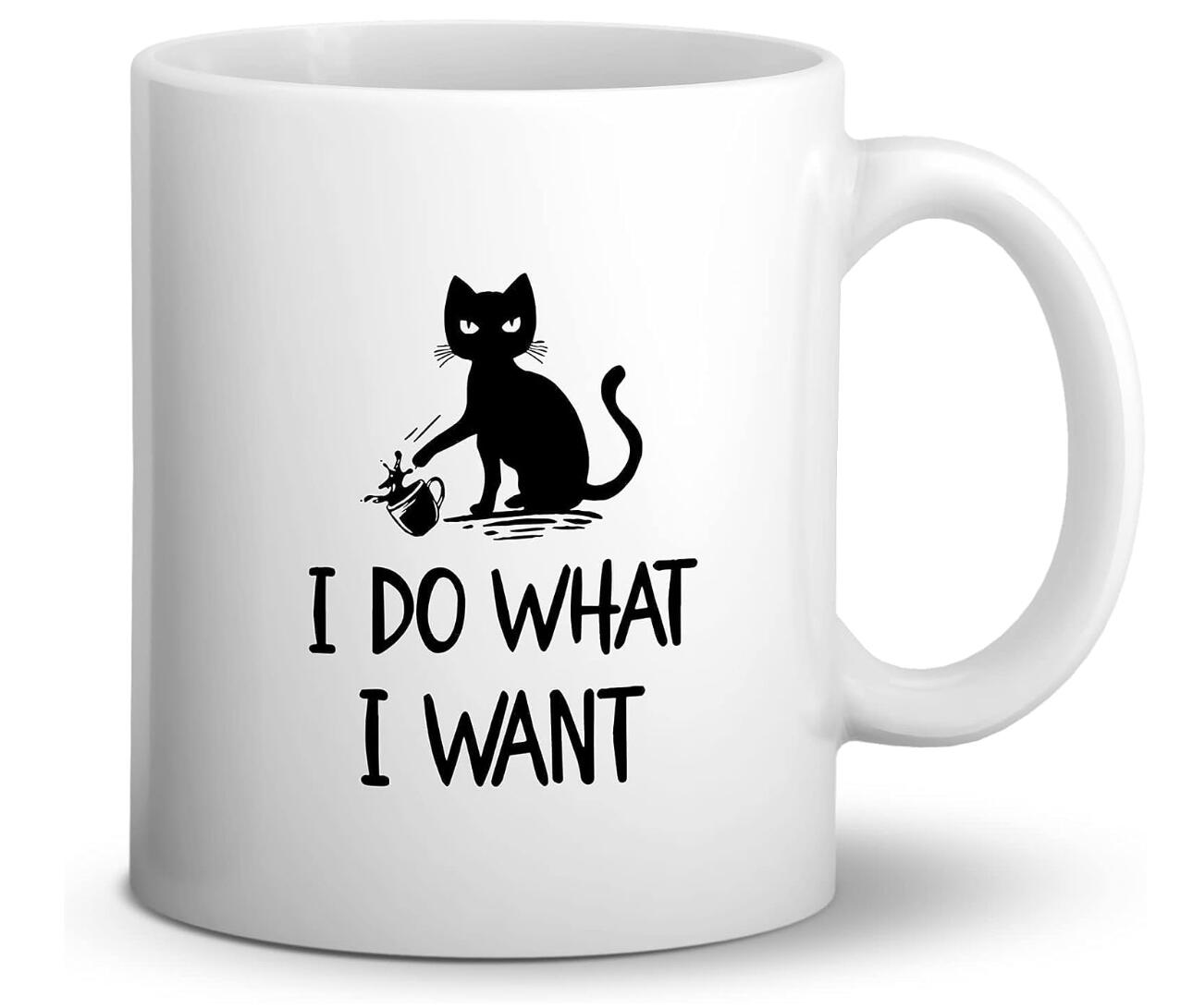 I Do What I Want Coffee Mug Funny Cat Pet Lover Gift Cup