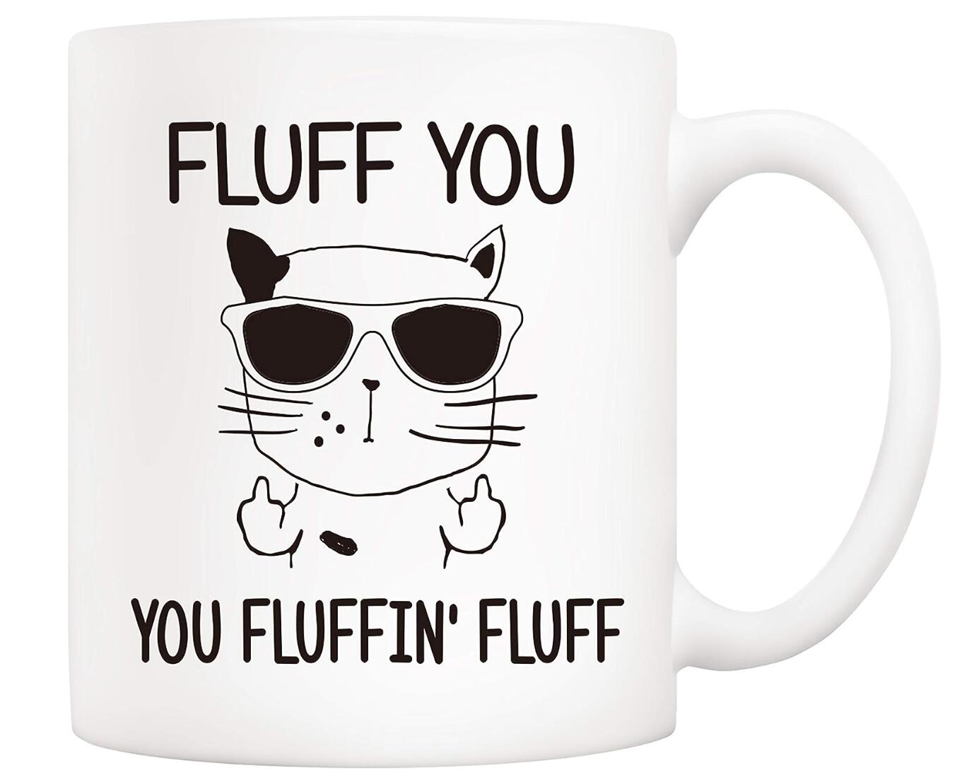 Fluff You Cat Coffee Mug Pet Lover Unique Birthday Gift Cup