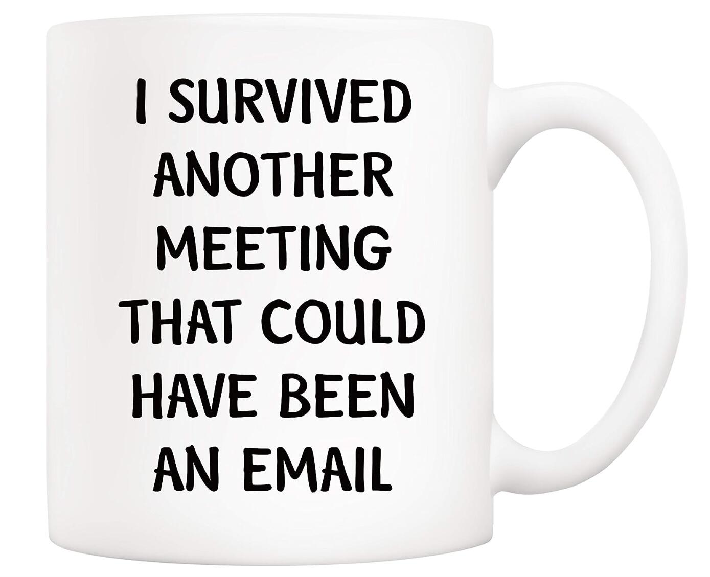 I Survived Another Meeting Coffee Mug Inspirational Souvenir Colleague Gift Cup