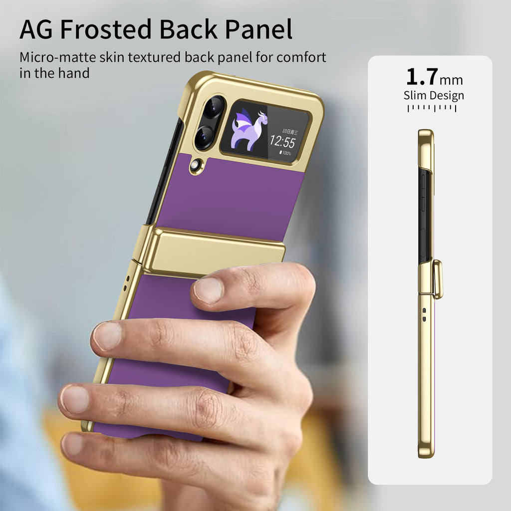 Ultramarinelife AG Frosted Galaxy Z Flip3 Case Vacuum Plating Anti-Fingerprint Skin Friendly