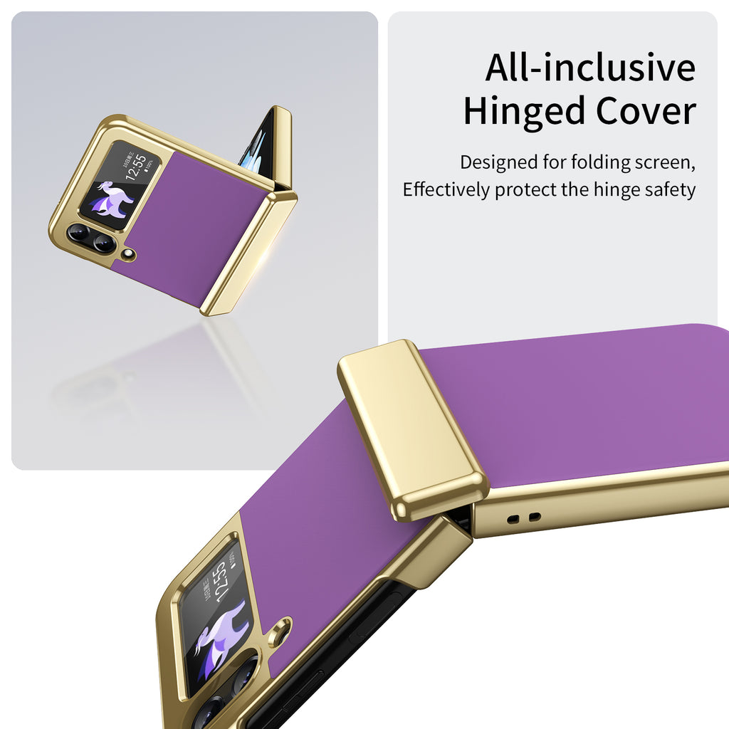 Ultramarinelife AG Frosted Galaxy Z Flip3 Case Vacuum Plating Anti-Fingerprint All-inclusive Hinged Cover