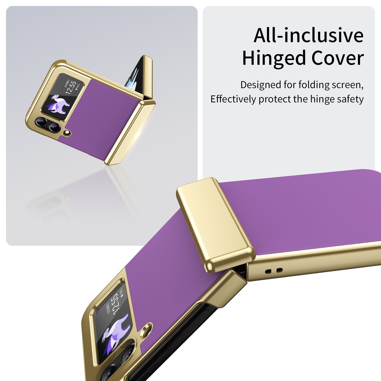 Ultramarinelife AG Frosted Galaxy Z Flip3 Case Vacuum Plating Anti-Fingerprint All-inclusive Hinged Cover