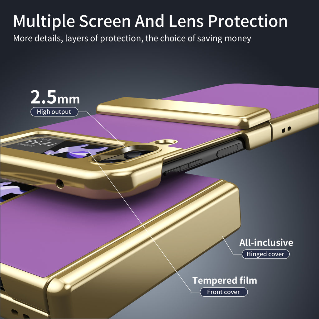 Ultramarinelife AG Frosted Galaxy Z Flip3 Case Vacuum Plating Anti-Fingerprint Screen and Lens Protection