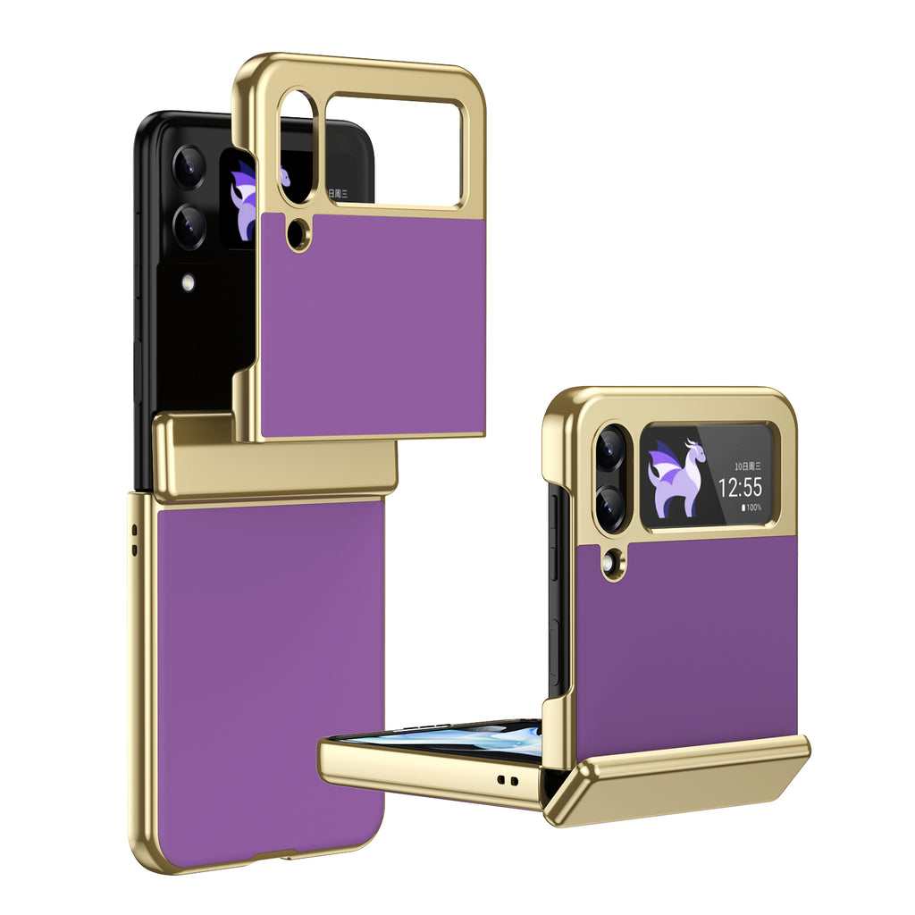 Ultramarinelife AG Frosted Galaxy Z Flip3 Case Vacuum Plating Anti-Fingerprint Purple Color