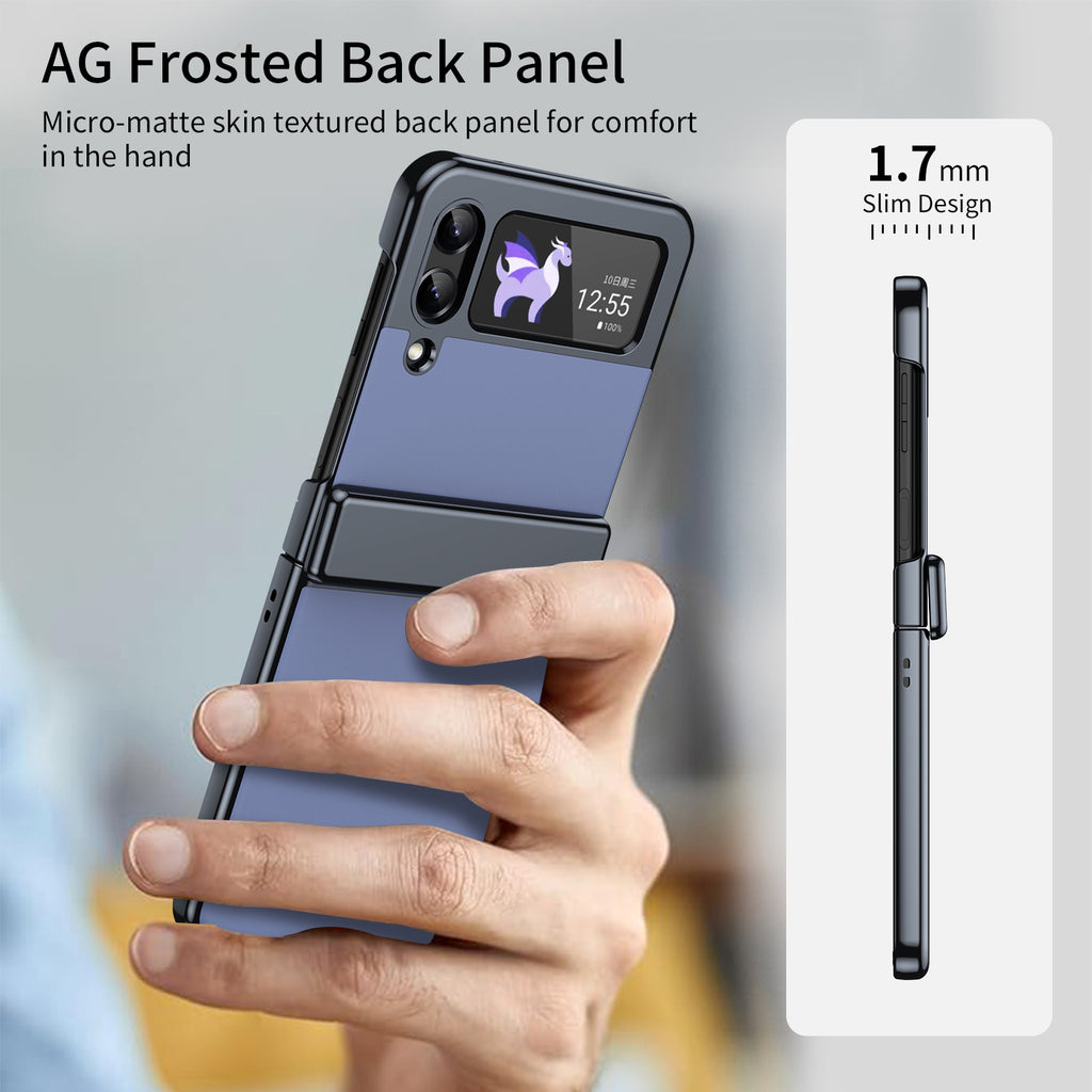 Ultramarinelife AG Frosted Galaxy Z Flip4 Case Vacuum Plating Anti-Fingerprint with Skin Friendly
