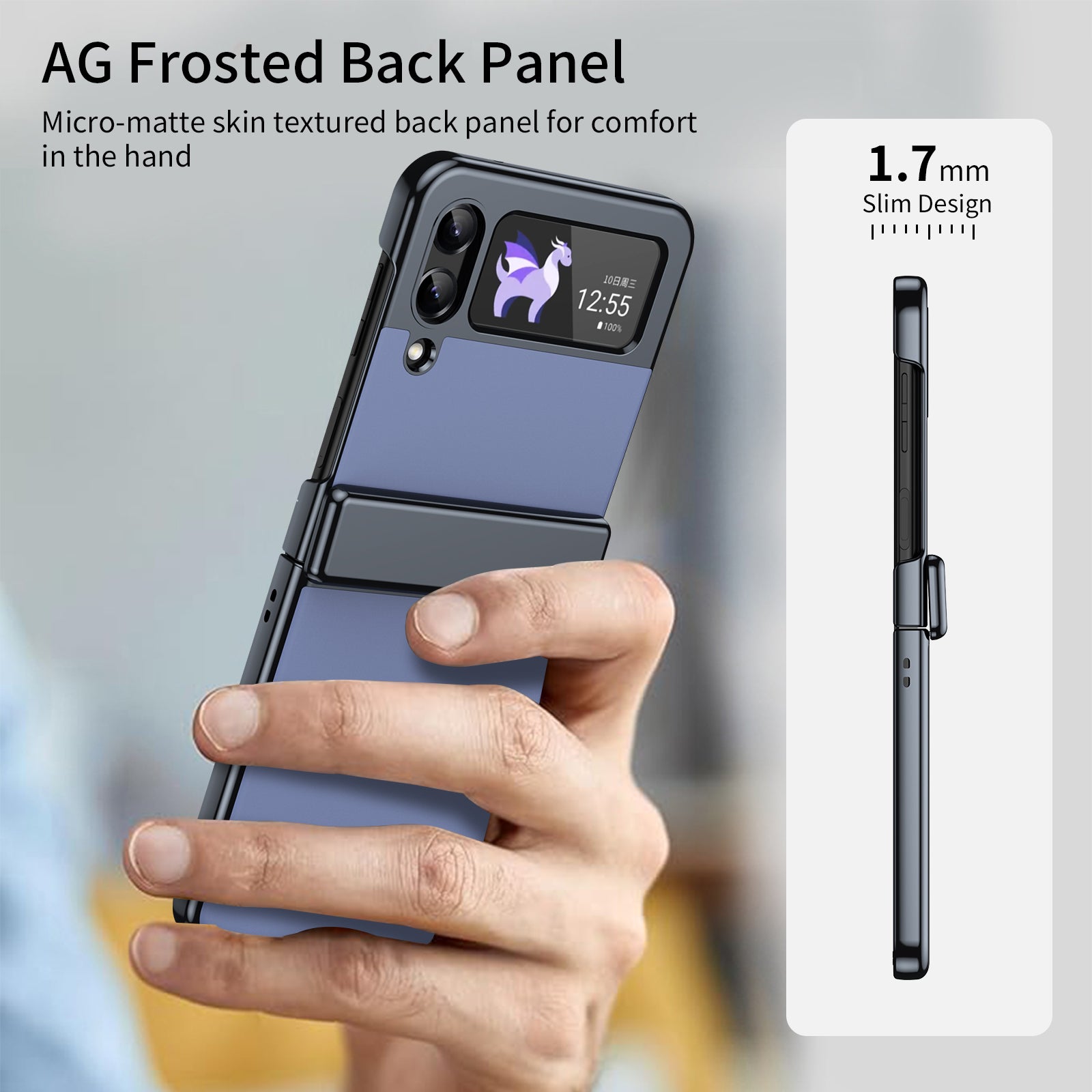 Ultramarinelife AG Frosted Galaxy Z Flip4 Case Vacuum Plating Anti-Fingerprint with Skin Friendly