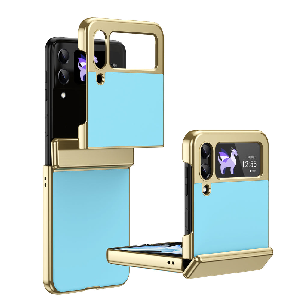 Ultramarinelife AG Frosted Galaxy Z Flip4 Case Vacuum Plating Anti-Fingerprint Ocean Color