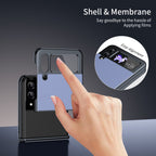 Ultramarinelife AG Frosted Galaxy Z Flip4 Case Vacuum Plating Anti-Fingerprint with HD Tempered Glass