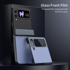 Ultramarinelife AG Frosted Galaxy Z Flip4 Case Vacuum Plating Anti-Fingerprint with Glass Front Film