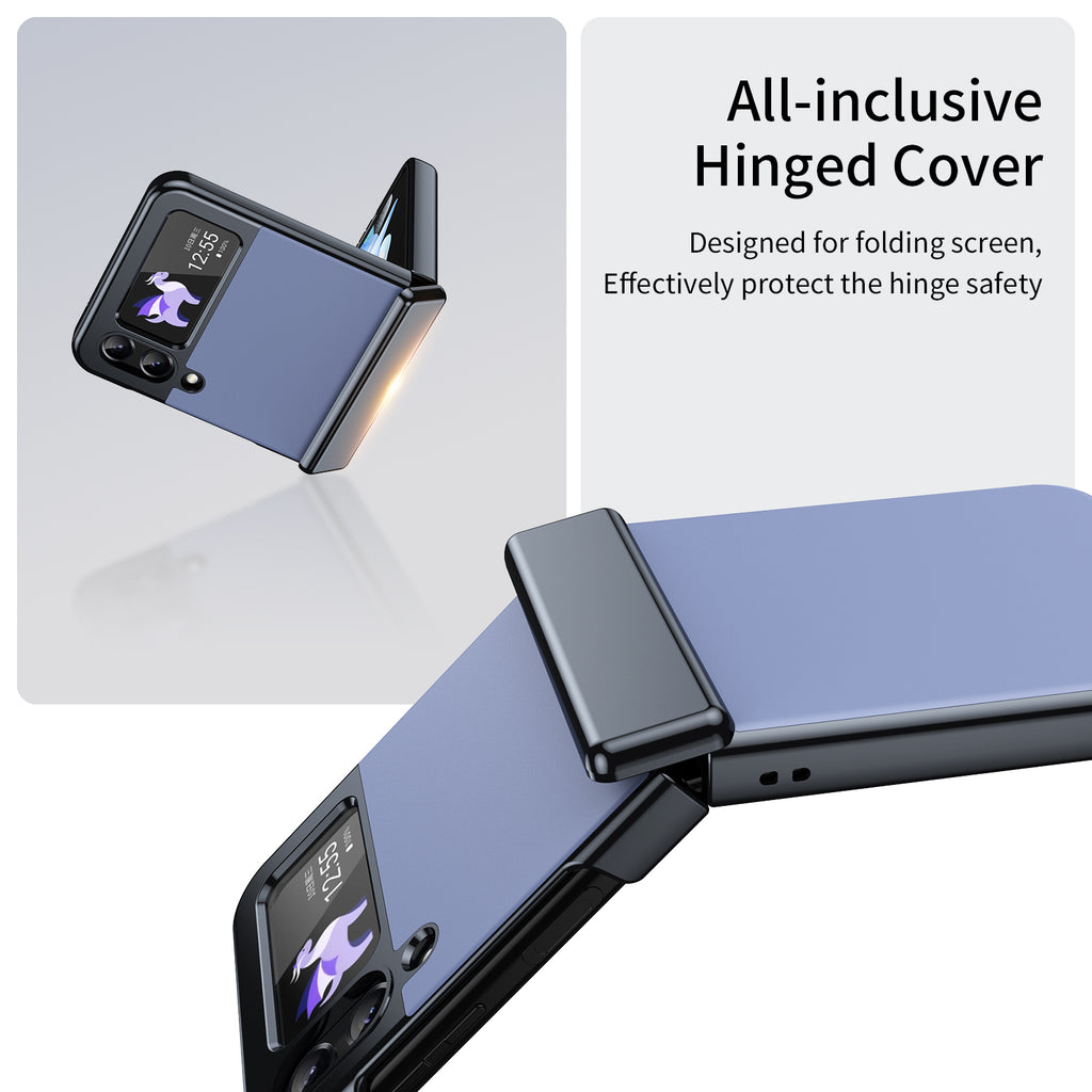 Ultramarinelife AG Frosted Galaxy Z Flip4 Case Vacuum Plating Anti-Fingerprint All-inclusive Hinged Cover