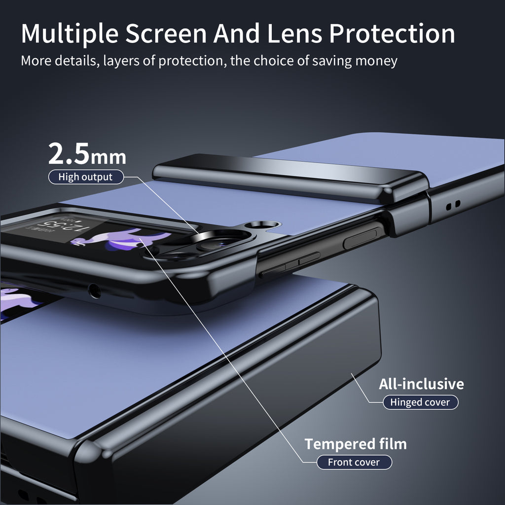 Ultramarinelife AG Frosted Galaxy Z Flip4 Case Vacuum Plating Anti-Fingerprint Screen and Lens Protection