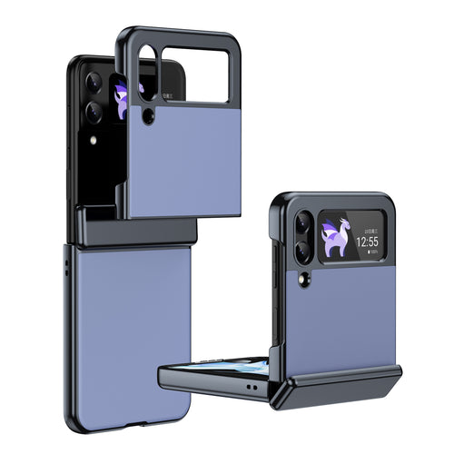 Ultramarinelife AG Frosted Galaxy Z Flip4 Case Vacuum Plating Anti-Fingerprint Blue Color