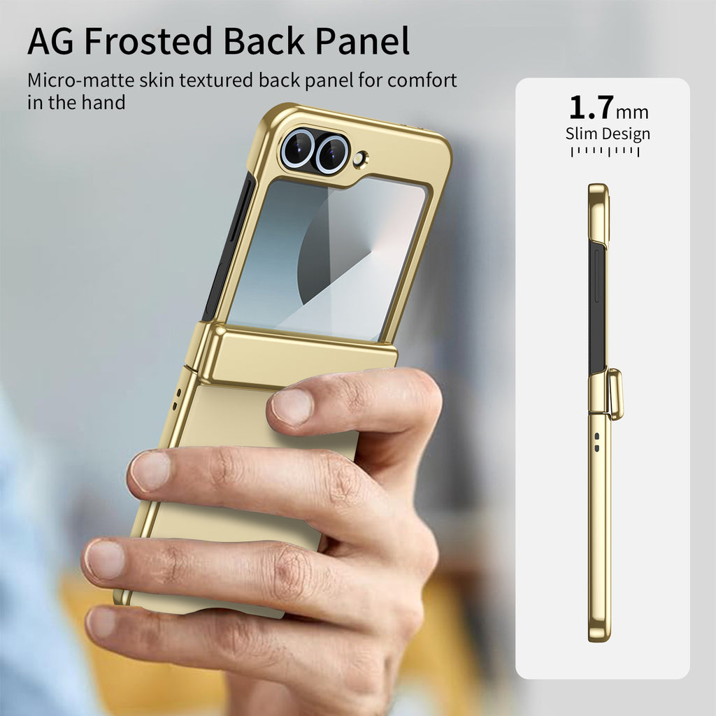 Ultramarinelife AG Frosted Galaxy Z Flip5 Case Vacuum Plating Anti-Fingerprint with Skin Friendly
