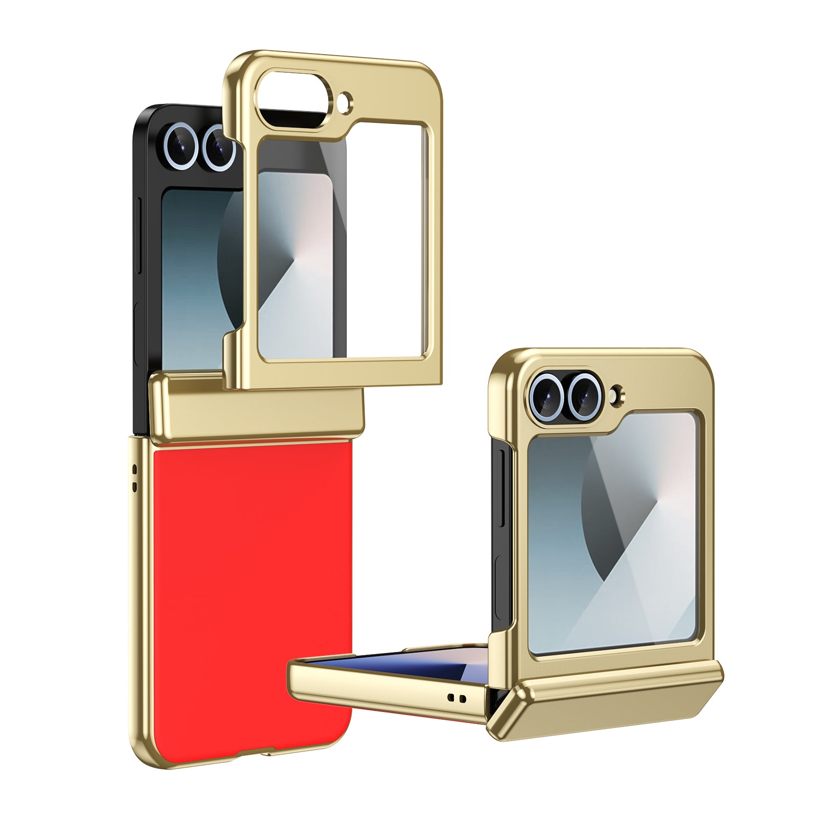 Ultramarinelife AG Frosted Galaxy Z Flip5 Case Vacuum Plating Anti-Fingerprint Red Color