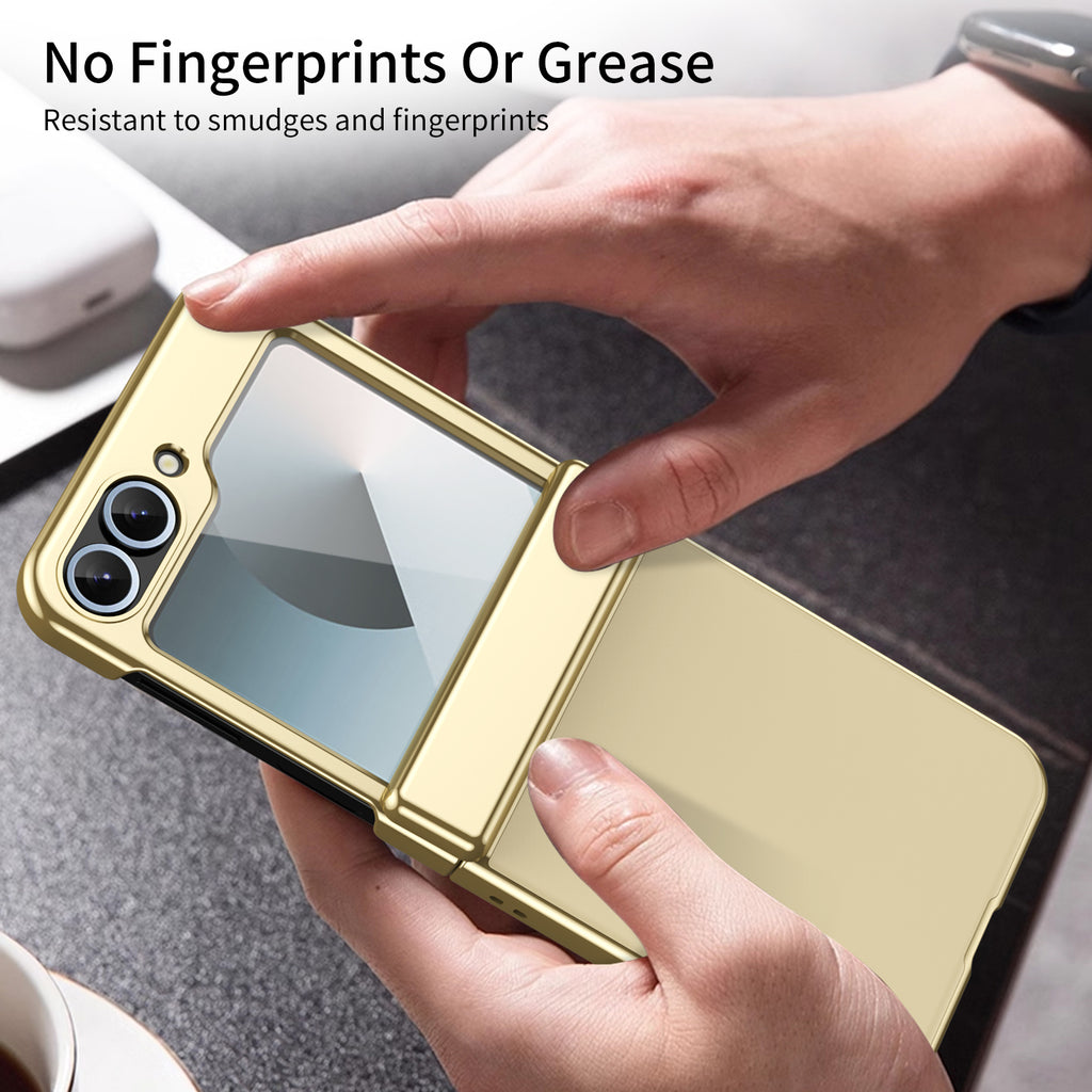Ultramarinelife AG Frosted Galaxy Z Flip5 Case Vacuum Plating Anti-Fingerprint Hand Grip